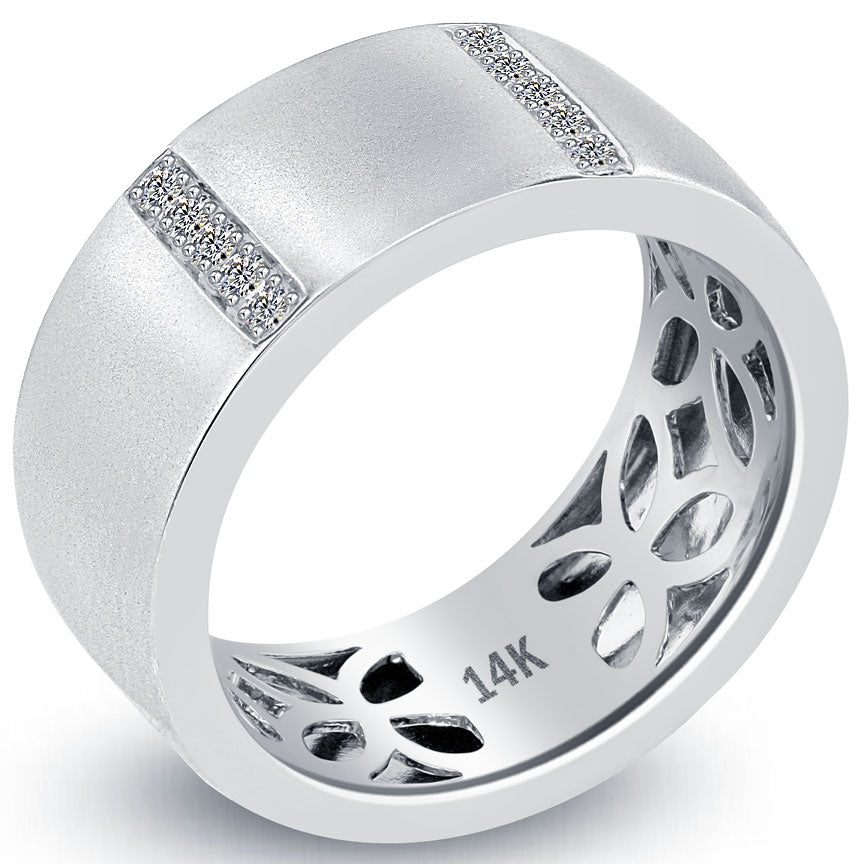 0.23ctw Natural Diamond Mens Pave Wedding Band Ring 14k White Gold Men Ring
