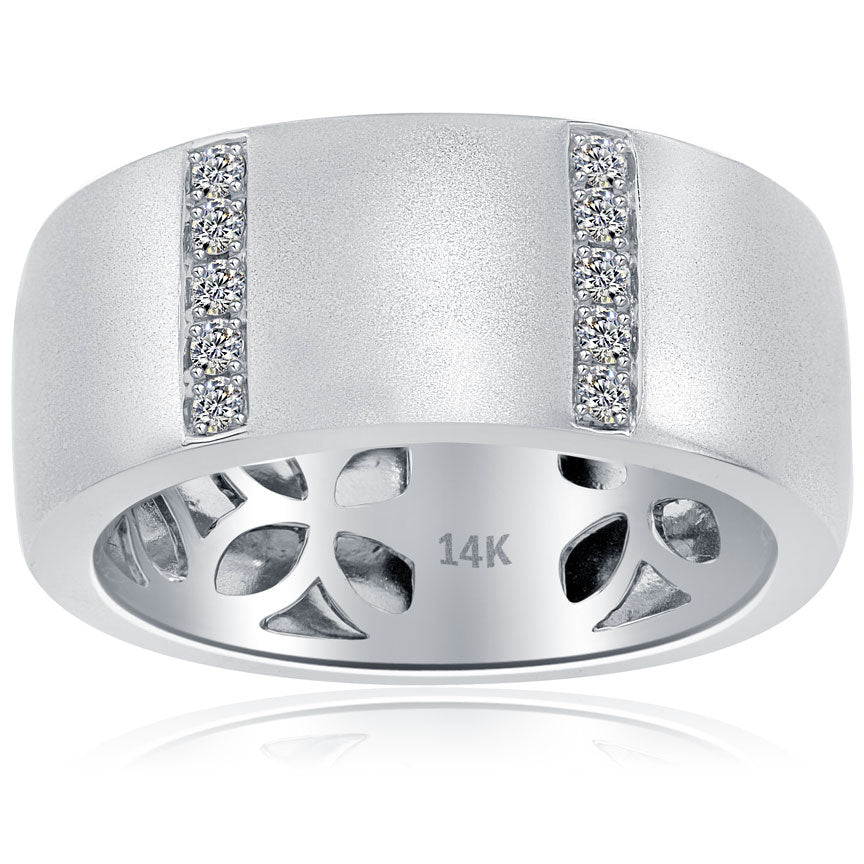 0.23ctw Natural Diamond Mens Pave Wedding Band Ring 14k White Gold Men Ring