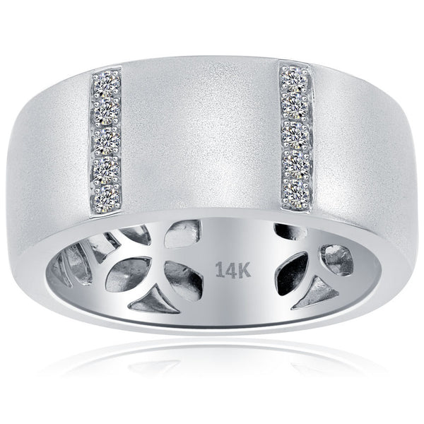 0.23ctw Natural Diamond Mens Pave Wedding Band Ring 14k White Gold Men Ring