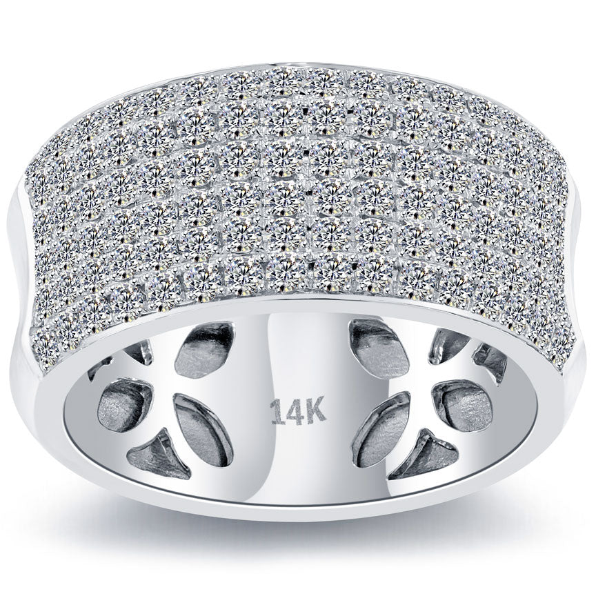 1.41ctw F-VS Micro Pave Diamond Wedding Band 14k White Gold Anniversary Ring