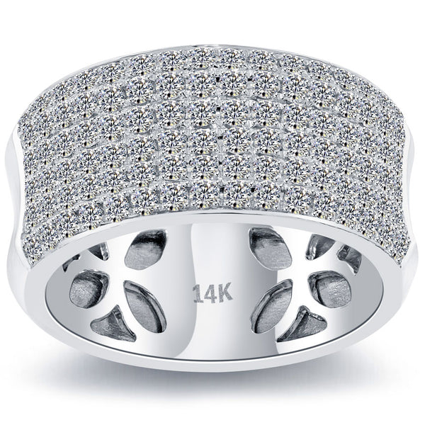 1.41ctw F-VS Micro Pave Diamond Wedding Band 14k White Gold Anniversary Ring