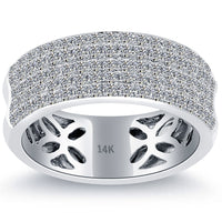1.06 Carat F-VS Micro Pave Diamond Wedding Band 14k White Gold Anniversary Ring