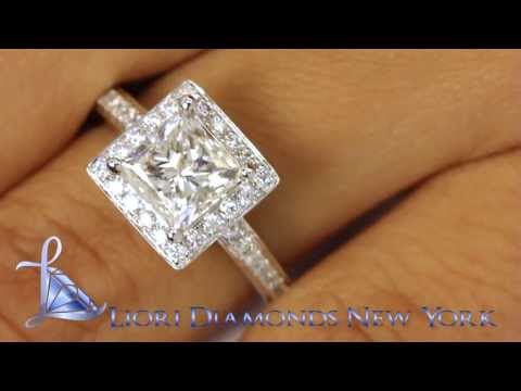 ER-1118 - 2.95 Carat E-SI1 Certified Princess Cut Diamond Engagement Ring 18k White Gold