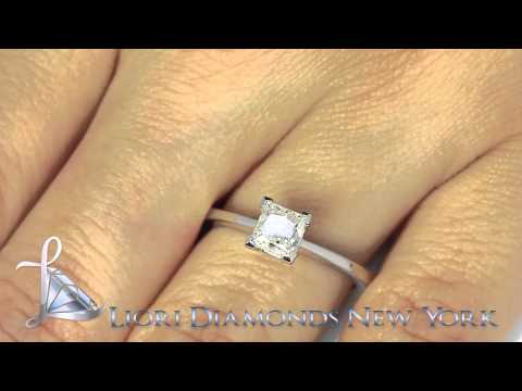 A-017 - 0.92 Carat E-SI2 Princess Cut Diamond Solitaire Engagement Ring 14k White Gold