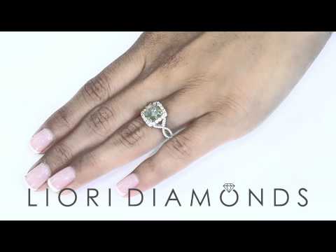 FD-684 - 3.48 Carat Fancy Green Cushion Cut Diamond Engagement Ring 18k White Gold