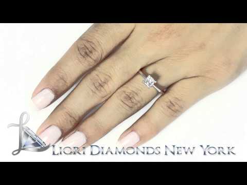 A-009 - 0.82 Carat E-SI1 Princess Cut Diamond Solitaire Engagement Ring 14k White Gold