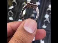 BDR-034 - 4.88 Carat Princess Cut Natural Black Diamond Engagement Ring 14k White Gold